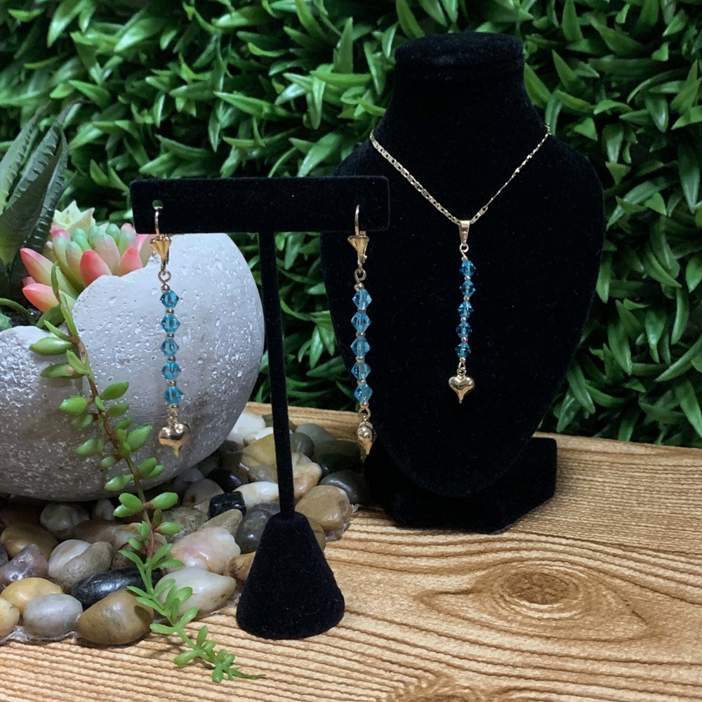 3/$25 Dangling Pendant Heart Shape Necklace Set